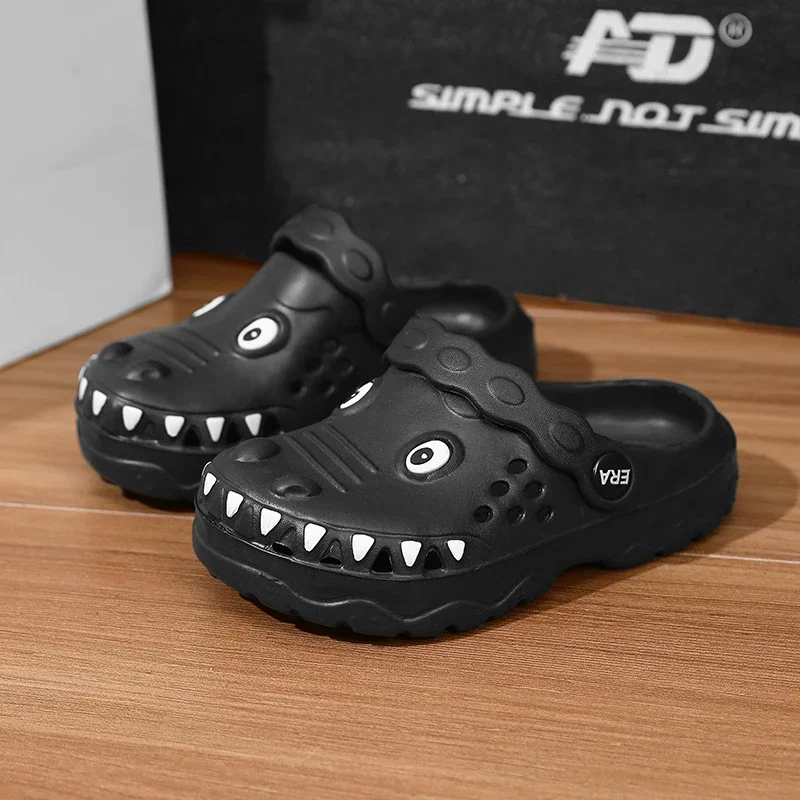 Scivoli per bambini con nuvole di squalo, scarpe da doccia per piscina, cartoni animati, scarpe imbottite, sandali slip-on per ragazze, morbidi pantofole da spiaggia per bambini