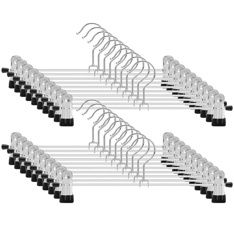 

Вешалки для брюк с зажимами, 50 шт., металлические регулируемые вешалки для юбок, джинсов, шорт, платьев, черные
