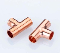 1pc Copper Equal Tee Welding Pipe Connector 3 Ways for Air Conditioning Refrigeration Fitting Thickness 1.0/1.2/1.3/1.5mm