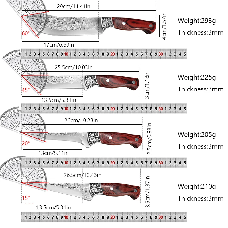 Mannaia forgiata Coltelli da cucina Chef Affettare Paring Coltello da macellaio per disossare Barbecue Taglierina per carne Coltello multiuso da