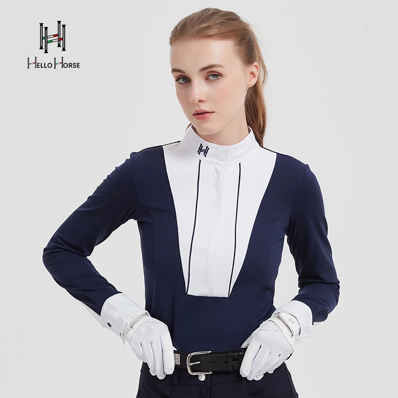 Женская спортивная одежда для верховой езды с длинными рукавами Hello Horse, детская футболка, профессиональная одежда для верховой езды, рыцарское снаряжение, ремень безопасности