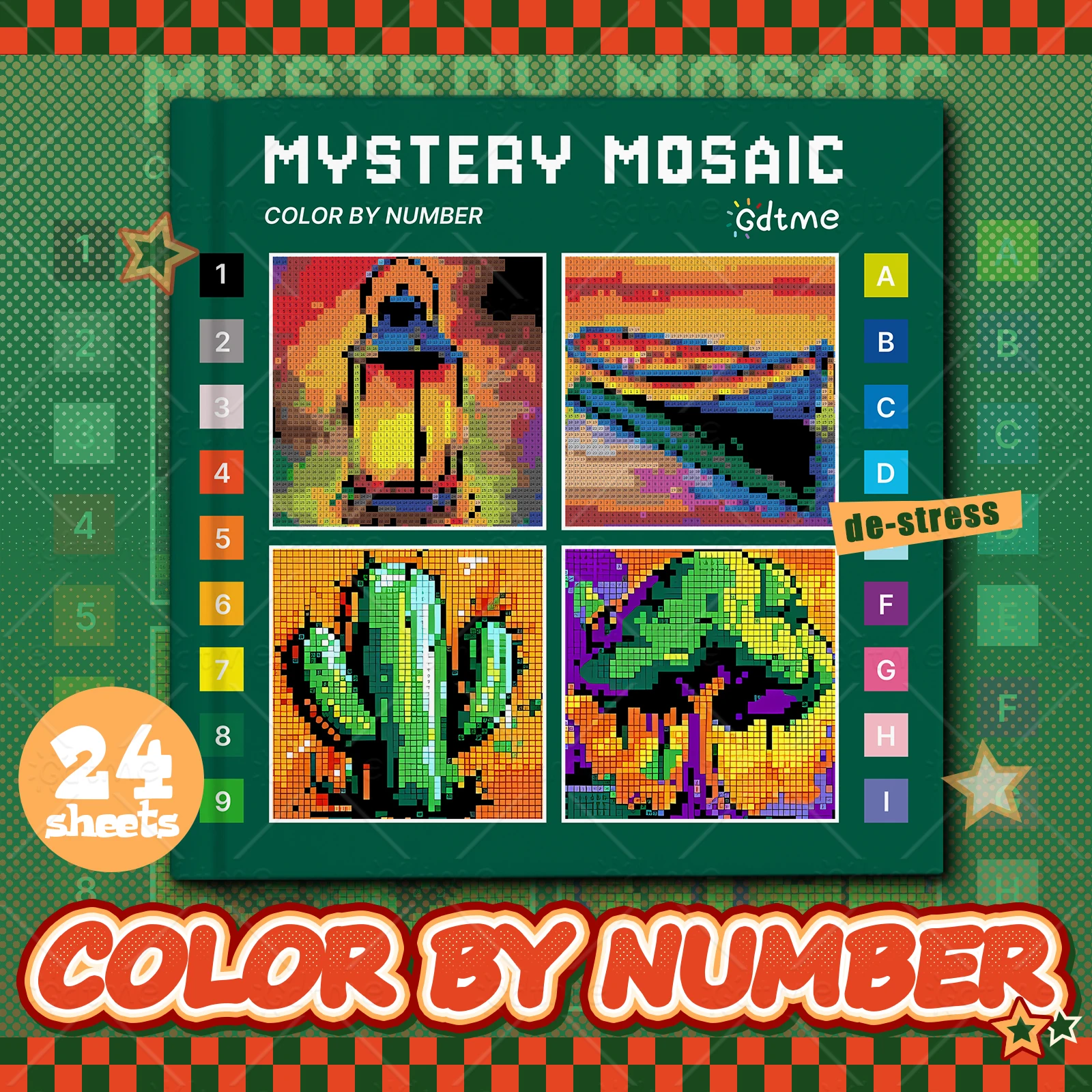 MYSTERY MOSAIC COLOR BY NUMBER Adult Coloring Book DIY Painting Drawing Coloring By Num