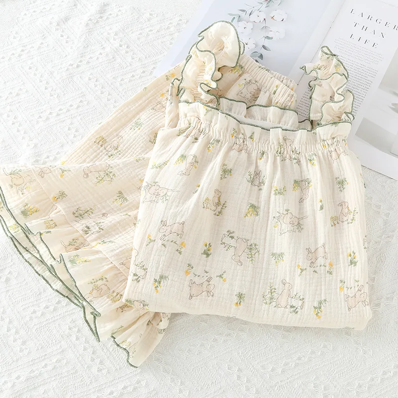 

Wholesale & Retail Summer Sweet Pajamas Suspender Short Sleeve Shorts Summer Women's Thin Loose Wear Loungewear Set