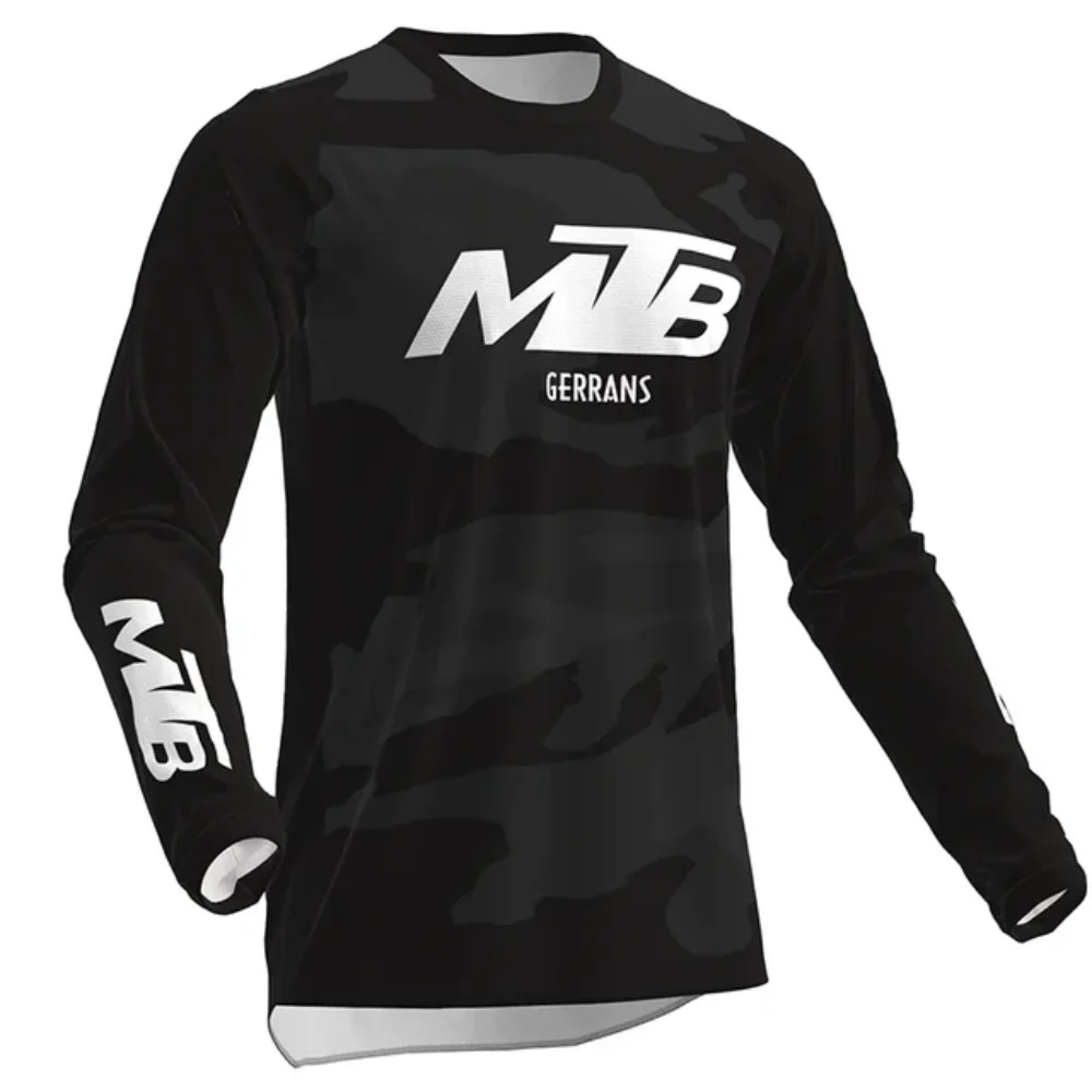 

2025 Summer New Bicycle Sunscreen Top MTB Classic Camouflage Printed Quick Drying Long Sleeve Round Neck Breathable T-Shirt