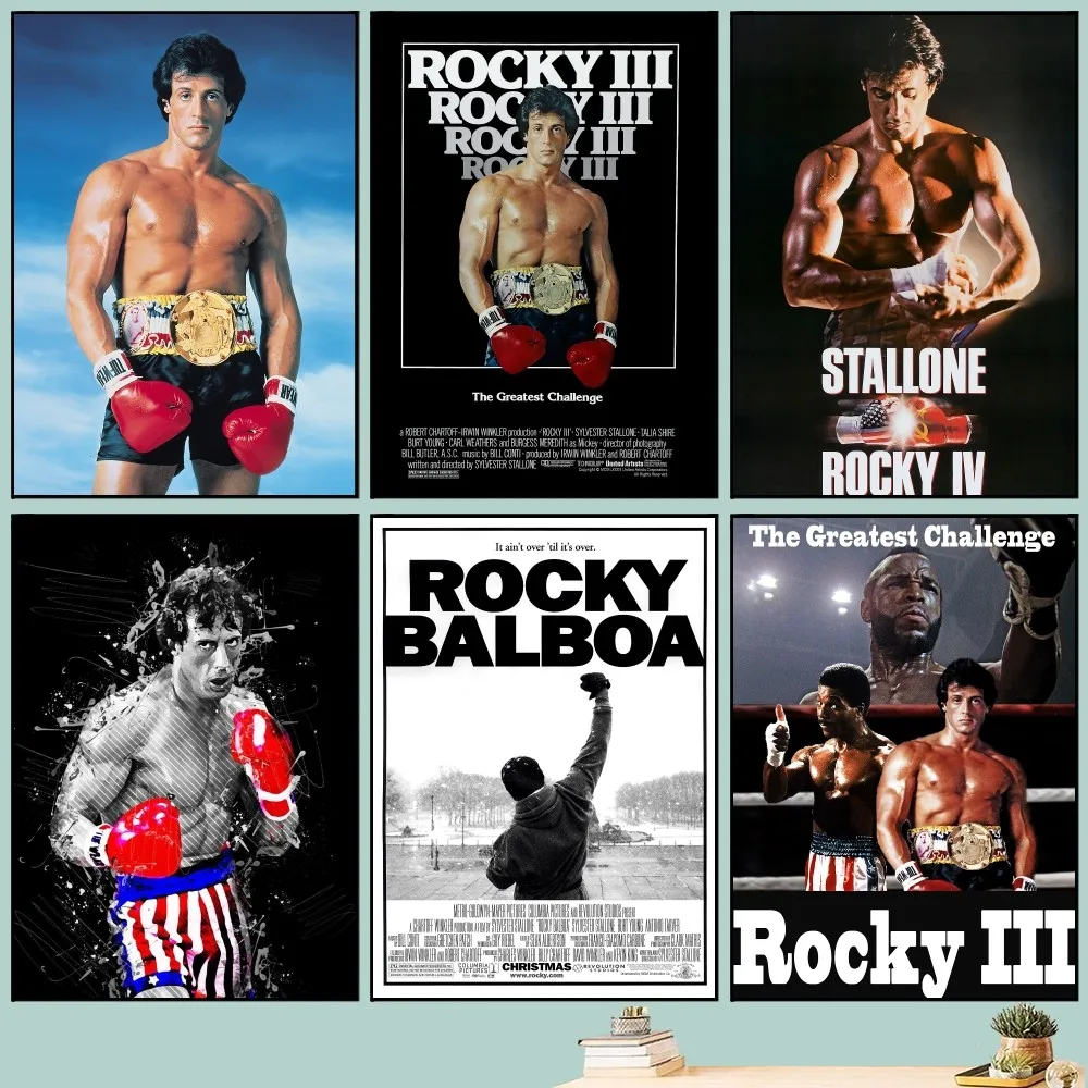 Rocky Balboa Classic Movie Poster Art Self-adhesive Art Small Poster HD Quality Poster Wall Art Painting Study Wall Decoration