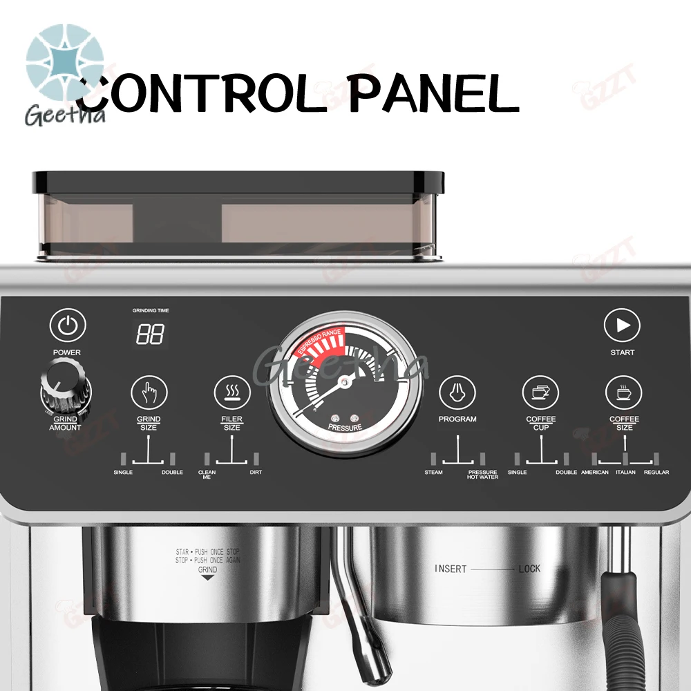Commercial Household Coffee Machine Double Boiler Multi-function Coffee Maker Semi-automatic Espresso Machines with Grinder