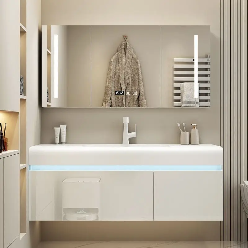 

Bathroom Cabinet Rock Seamless Corian Integrated Basin Countertop Bathroom Cabinet Vanity Toilet Тумба С Раковиной Furniture