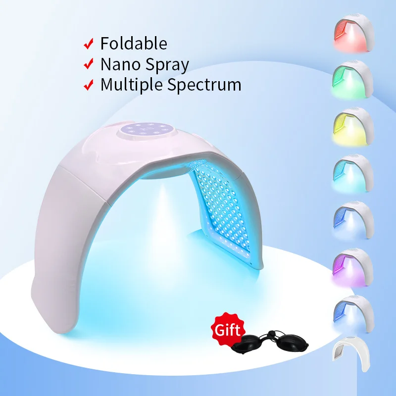 Máscara Facial Led PDT, fotones faciales de 8 colores, Lifting Facial, fototerapia, motor de vapor, SPA Facial, hidratante, espectrometercoldspray