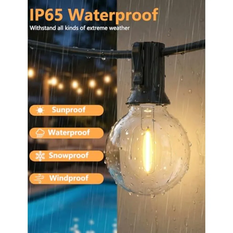 Replacement Light, 25 Pack E12 Screw Base Clear Globe Bulbs for Outdoor String Lights, 0.6W Shatterproof Dimmable Light Bulbs f view 4