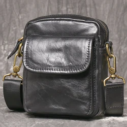 LUOKIR erkek deri küçük omuzdan askili çanta rahat moda Crossbody hafif basit cep telefonu askılı çanta dana tek kollu çanta