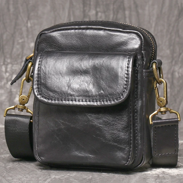 LUOKIR męska skórzana mała torba na ramię moda codzienna Crossbody lekka prosta torba na telefon komórkowy torba ze skóry wołowej