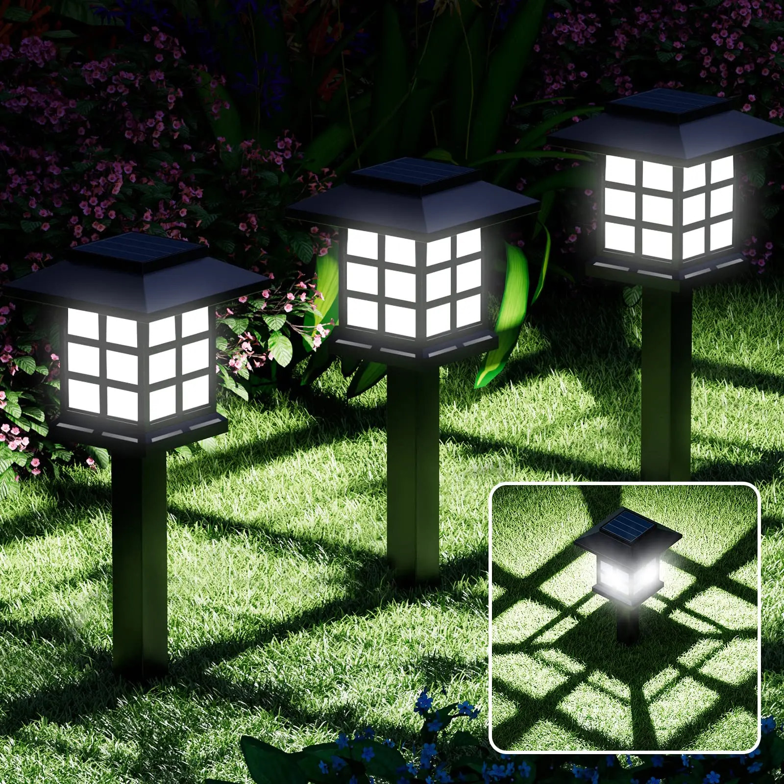 Imagem -02 - Impermeável ao ar Livre Solar Path Lights Decorativa Jardim Luz Branco Quente Passarela Quintal Paisagem Garagem Garagem 12pack