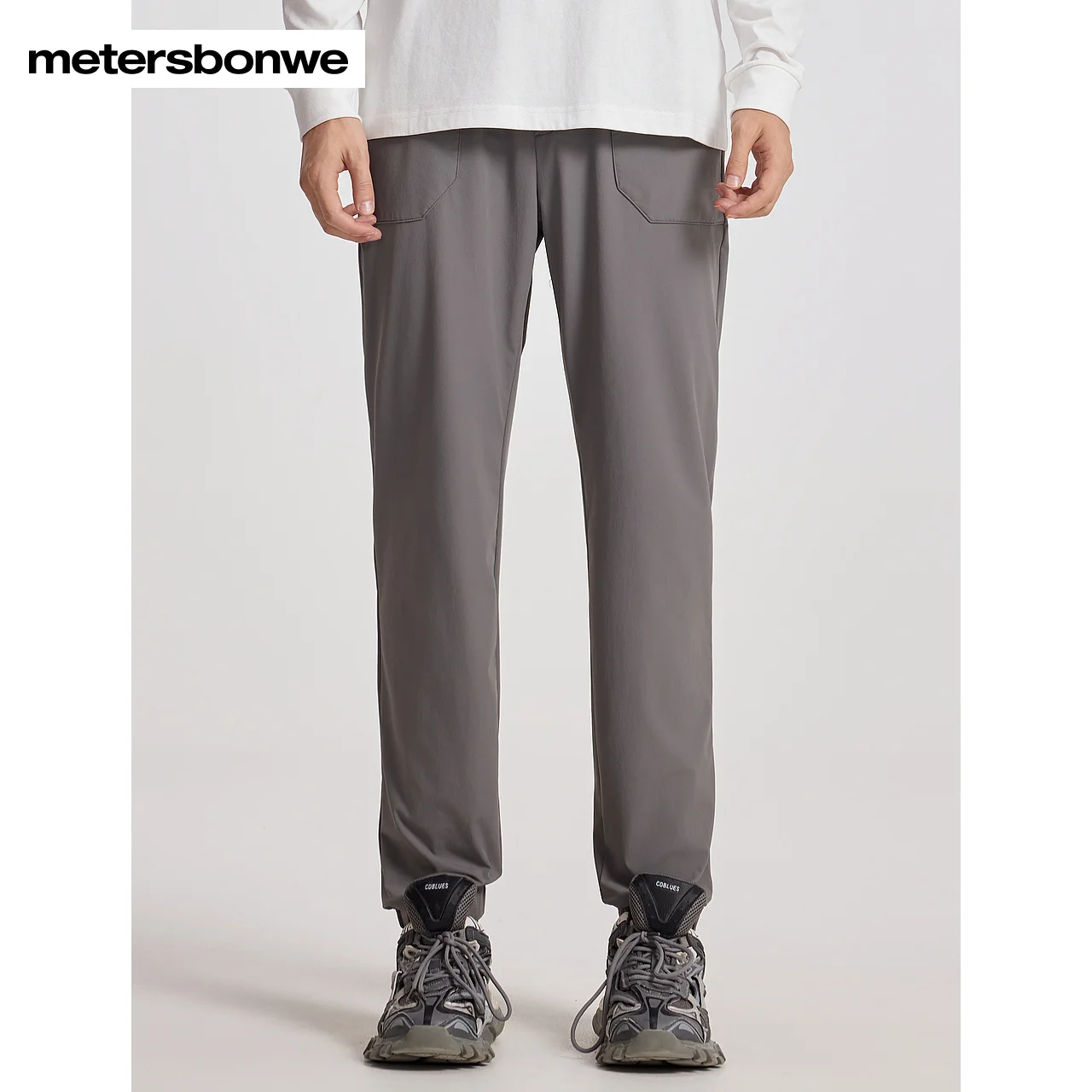 

Metersbonwe-Men's Classic Elastic Drawstring Waist Jogger Pants Regular Fit Bound-Foot Trouser Outdoor Trend Function Commuter