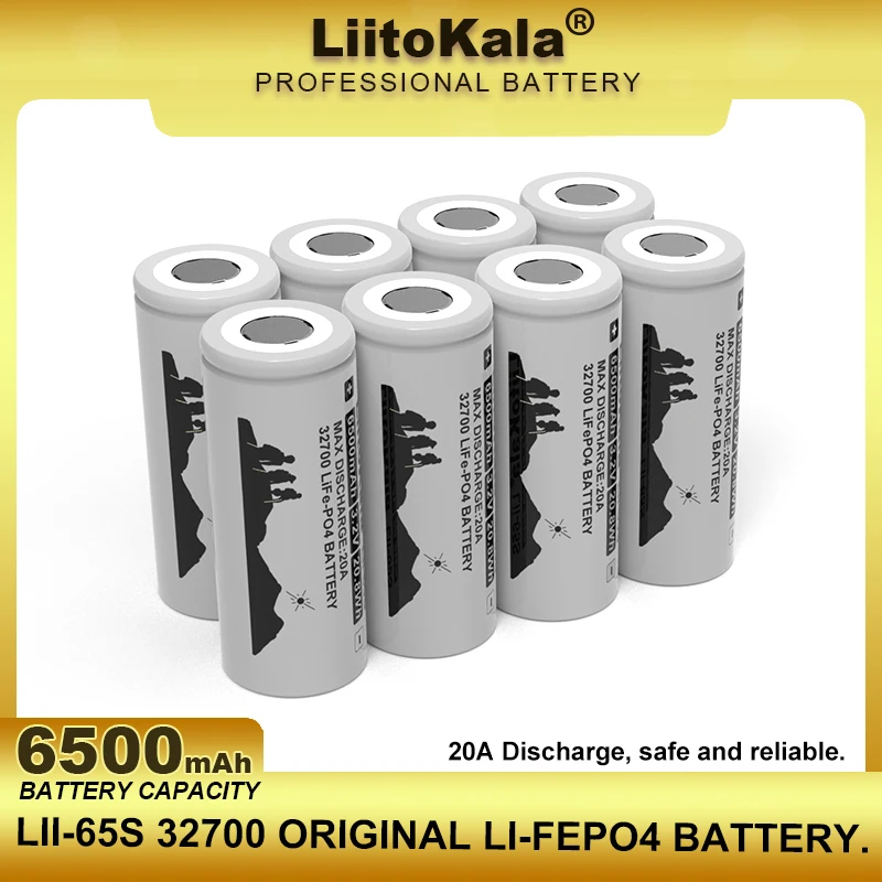 LiitoKala LII-65S 3.2V 32700 6500mAh LiFePO4 Battery 20A Continuous Discharge Maximum 55A High Power Batteries