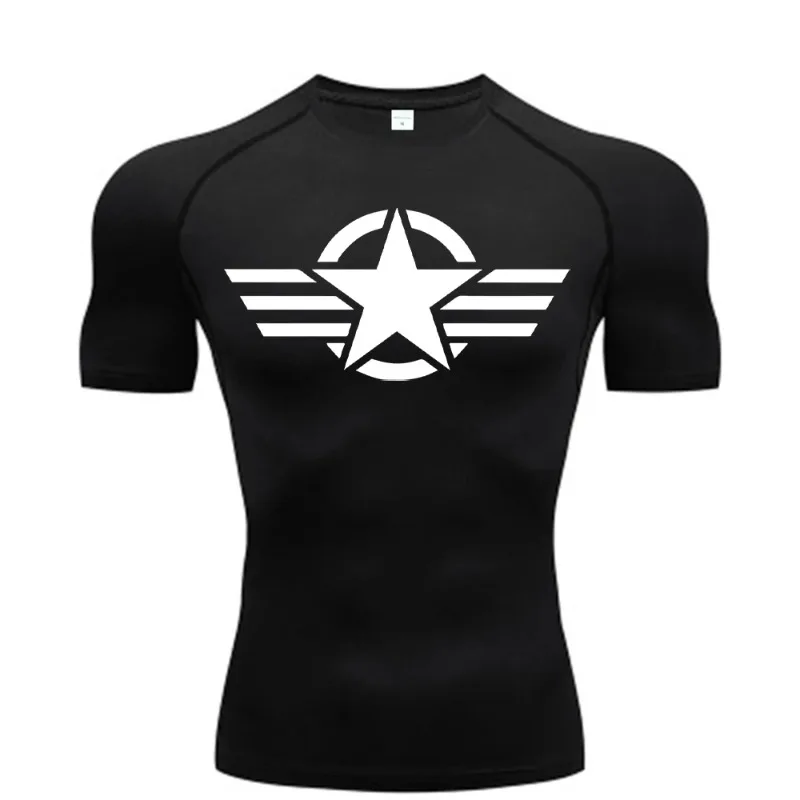 

Men Compression Fitness Sport Running Tight Gym T-Shirt Workout Quick Dry Top Summer High Elasticity Sweat Absorbing Tight Fit