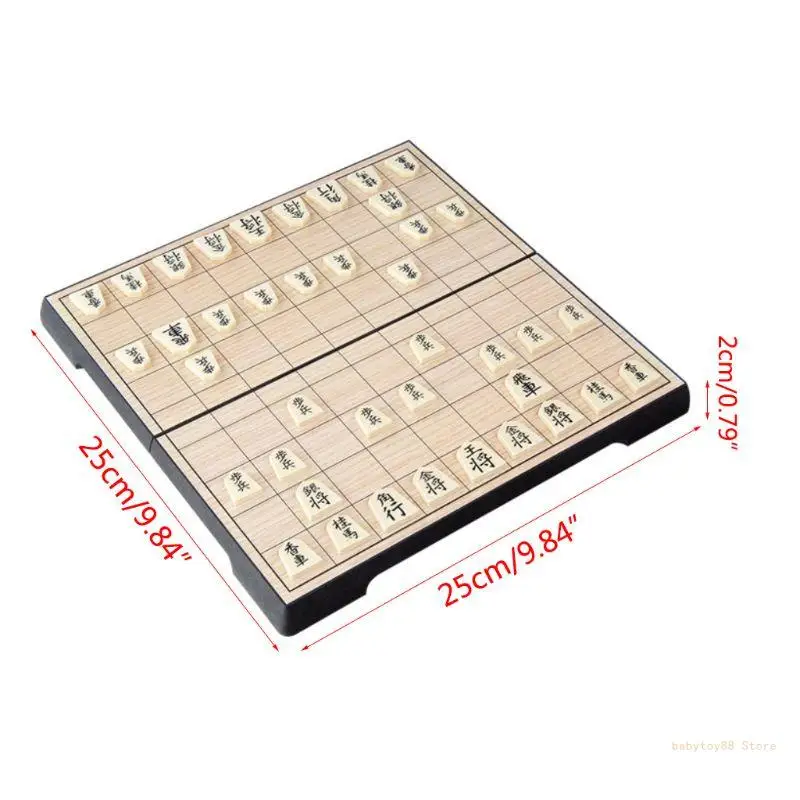 Y4UD Foldable Folding Shogi Set Boxed Portable Japanese Chess Kids Children