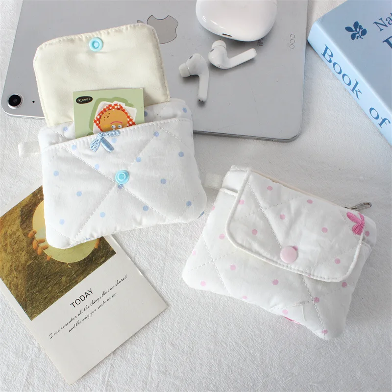 Cute Quilted Card Bag ID Holder Hasp Zipper Coin Purse Pocket Wallet Woman Small Wallet Key Earphones Organizer Kids Cute Purse