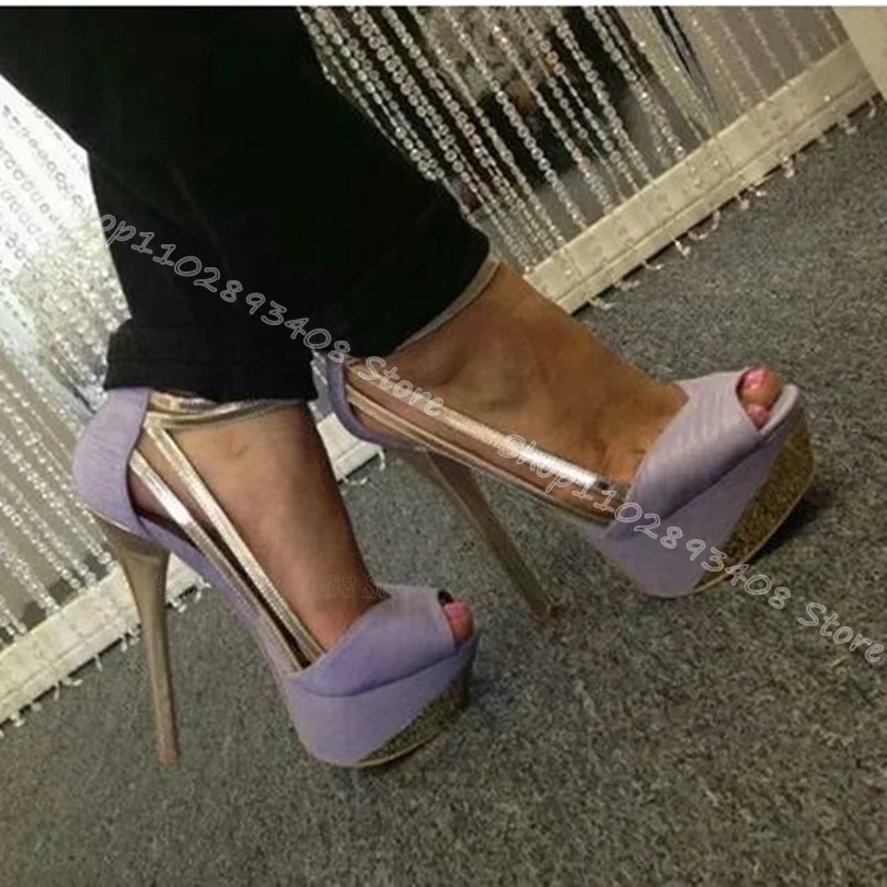 

Purple Peep Toe Platform Pumps Ankle Buckle Back Zipper Cover Heels Women Shoes Stylish Party Pumps 2024 Zapatos Para Mujere