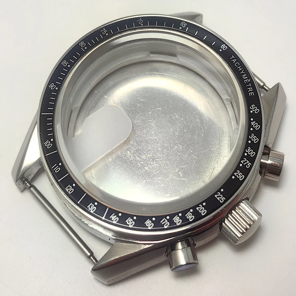 إكسسوارات ساعة رجالية 40 ملم علبة خاتم سوداء VK63 64 حركة كوارتز مع حزام عرض 20 ملم مشبك قابل للطي