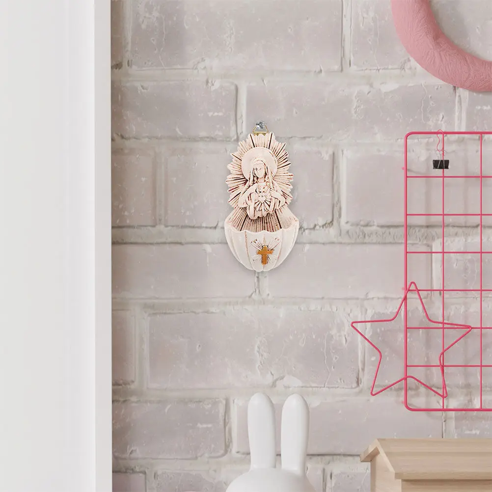 Juego de 3 Fuentes de Agua Bendita Católicas de Resina, Decoración Religiosa para Montar en la Pared, para Entrada de Iglesia, Hogar, Bendición Familiar, Primera Comunión