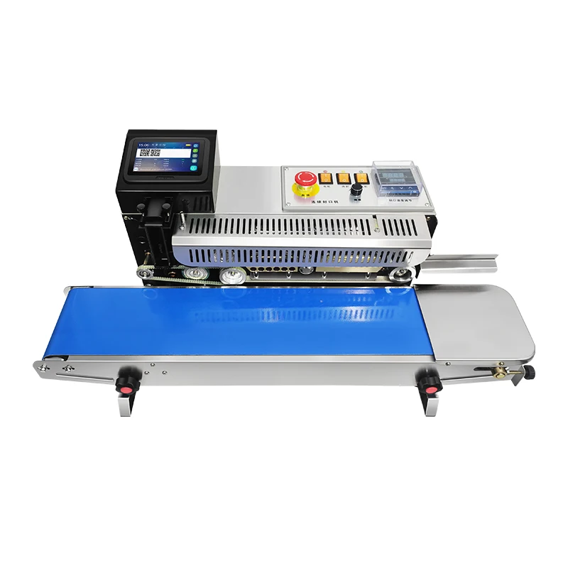 SP9 Continuous Bag Band Sealing Machine+Vertical Sealing+Date Printing+Seal belt Continuous Band Sealer QR Barcode Date Printer