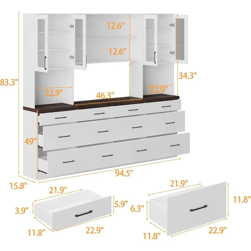 Kitchen Pantry Glass Doors Kitchen Cabinets 12 Drawers Pantry Furniture Shelves