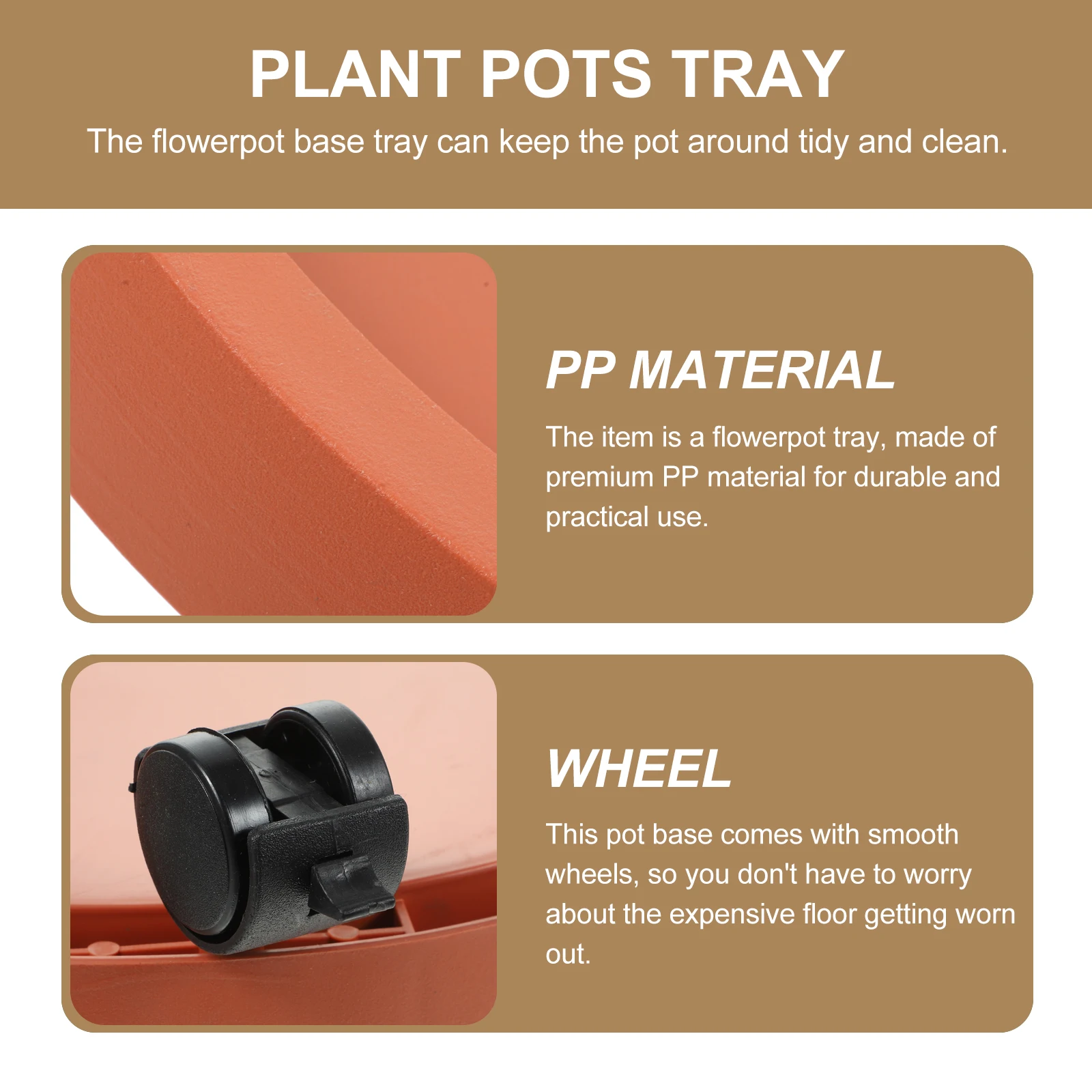 

1pc Flowerpot Base Trays Round Movable Plant Holders Water Resistant Floor Protection Plastic Trays Universal Wheels Garden