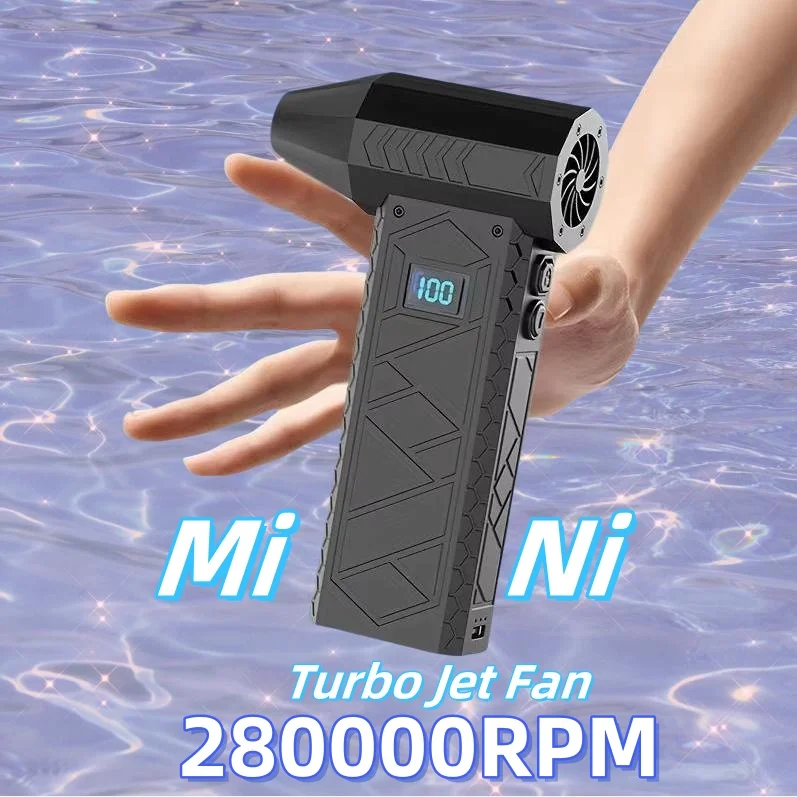 280000RPM Mini Electric Turbo Jet Fan Air Duster Adjustable 4 Speeds Turbo Violent Blower Rechargeable with LED Light