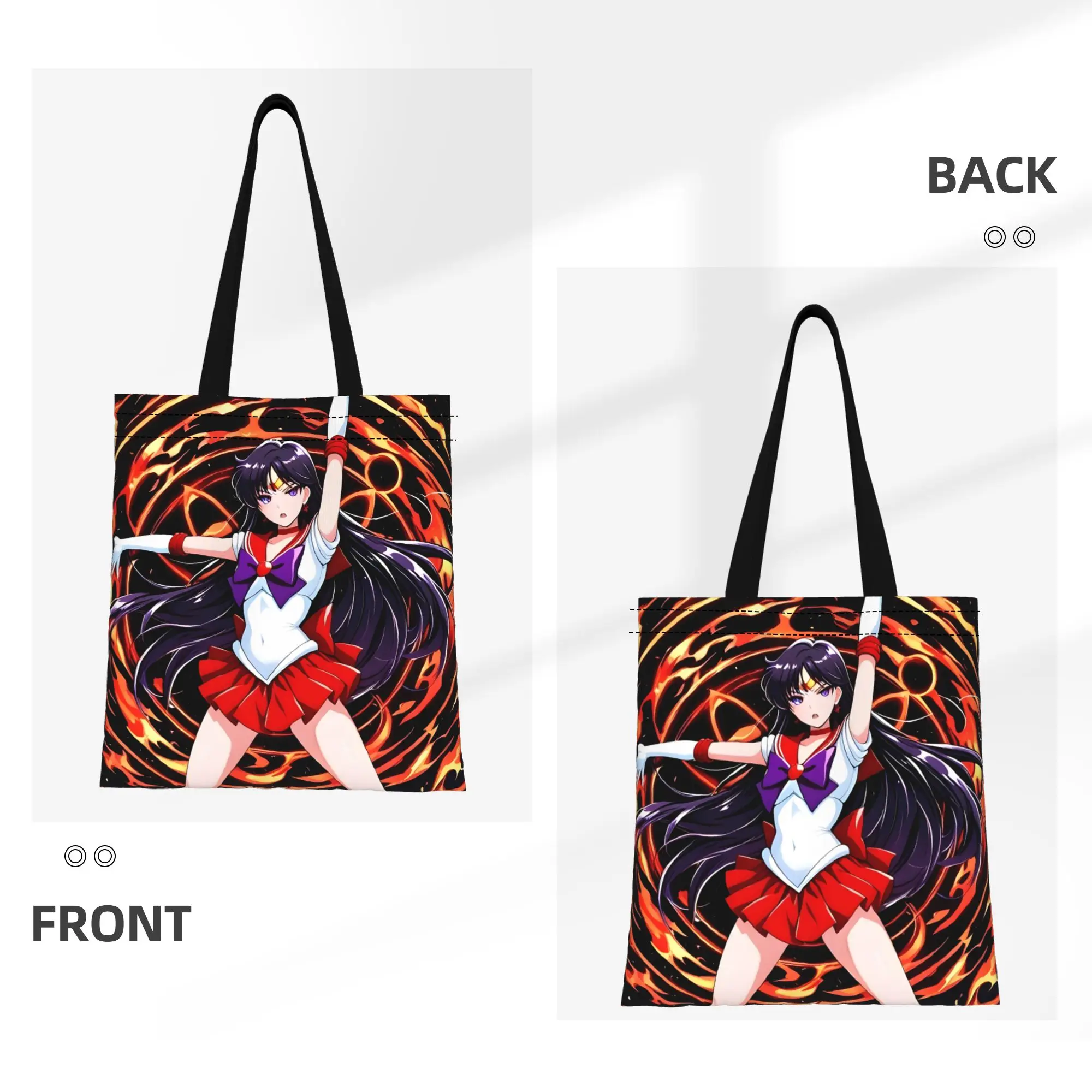 1PC Large Capacity Sailor Mars Attack Sailor Moon Canvas Tote Bag Foldable Chic Pattern No Closed Design