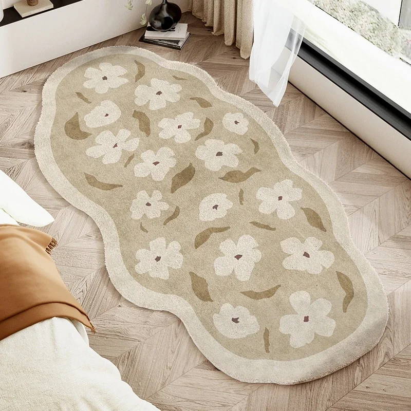 Cream Style Carpets for Living Room Irregular Shapes Bedroom Decor Carpet Thicken Plush Bedside Floor Mat Fluffy Soft Lounge Rug