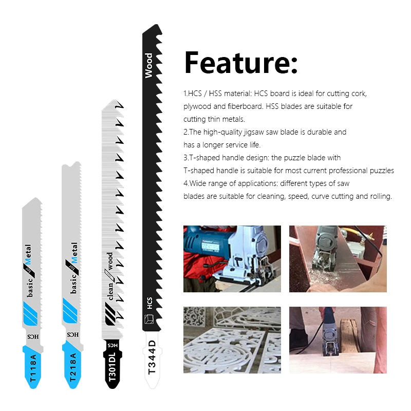 XCAN, 48 шт., набор полотен для лобзика, высокоуглеродистая сталь, Т-образный хвостовик, быстрорежущие полотна для лобзика для резки дерева, пластика и металла