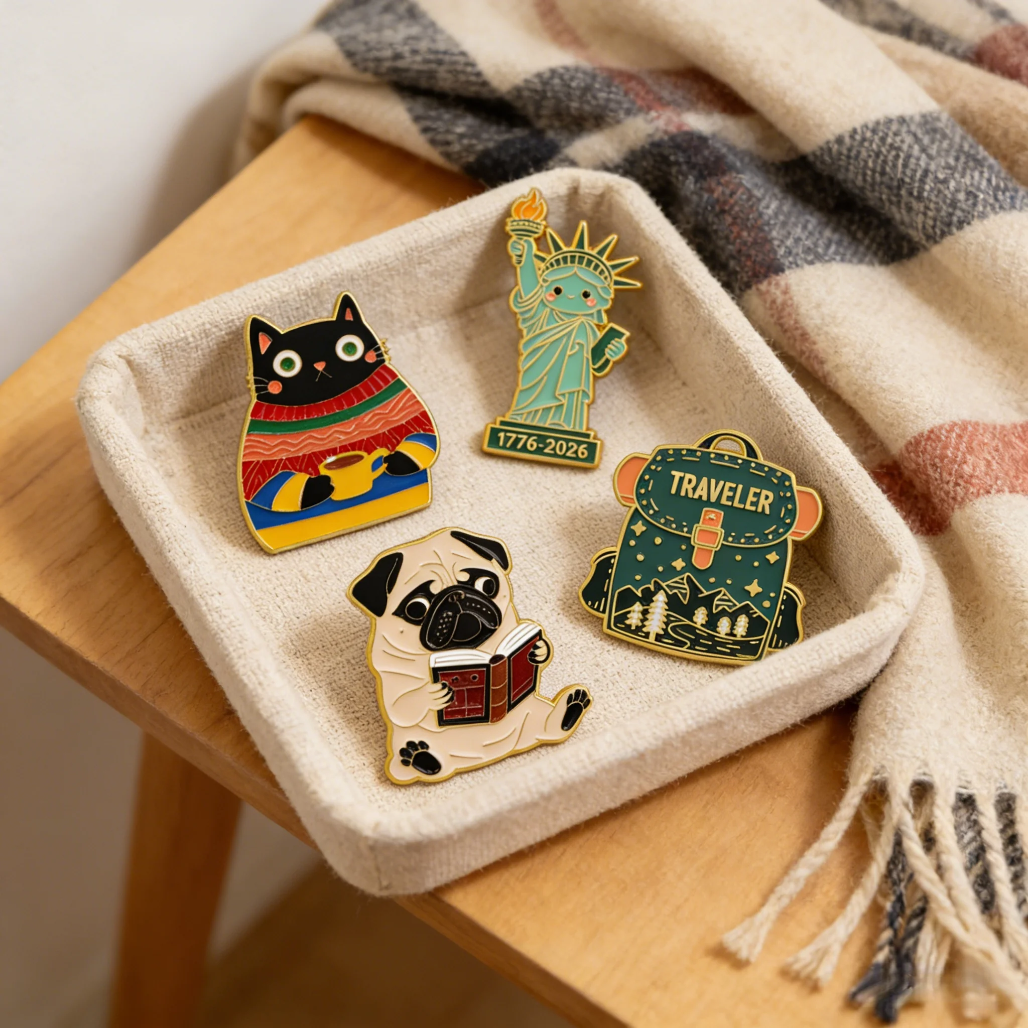 Animals Black Cat Dog Enamel Pin Statue of Liberty Brooch Lapel Pin Badge on Backpack Clothing Accessories Fashion Jewelry Gifts