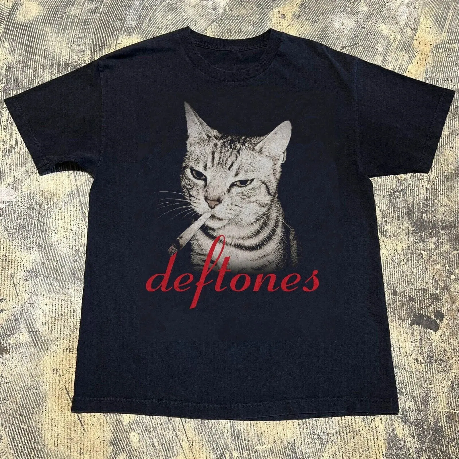 Deftones Smoking Cat Rock Band Creative Cotton Summer Men's and Women's T-shirts Comfortable, Breathable, High Quality Ins Y2k