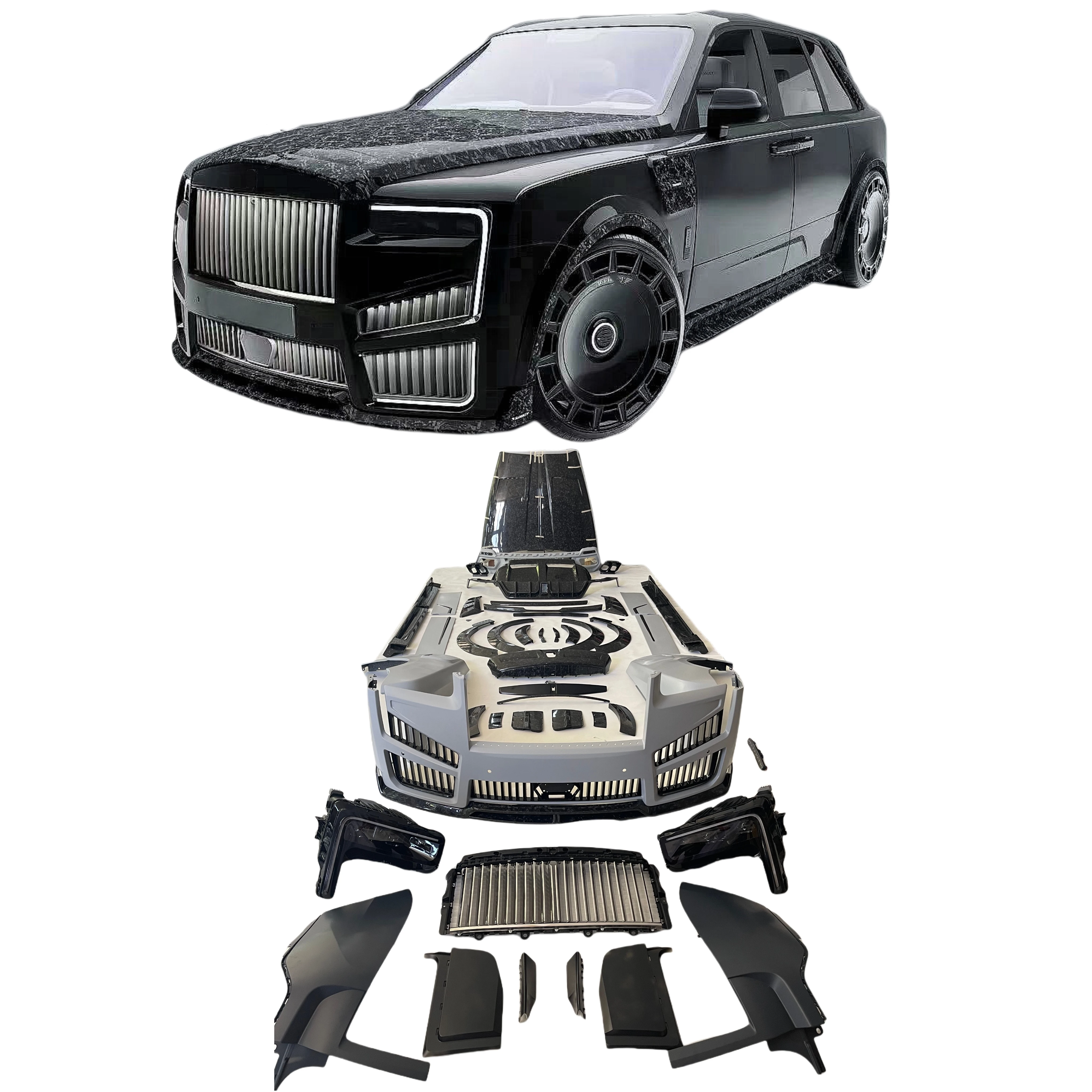 Dream Garage 2025 MSY Dry Forged/Black Carbon Fiber Facelift Full Body Kit For 18-24 Rolls Royce Cullinan Facelift To 2025 MSY B