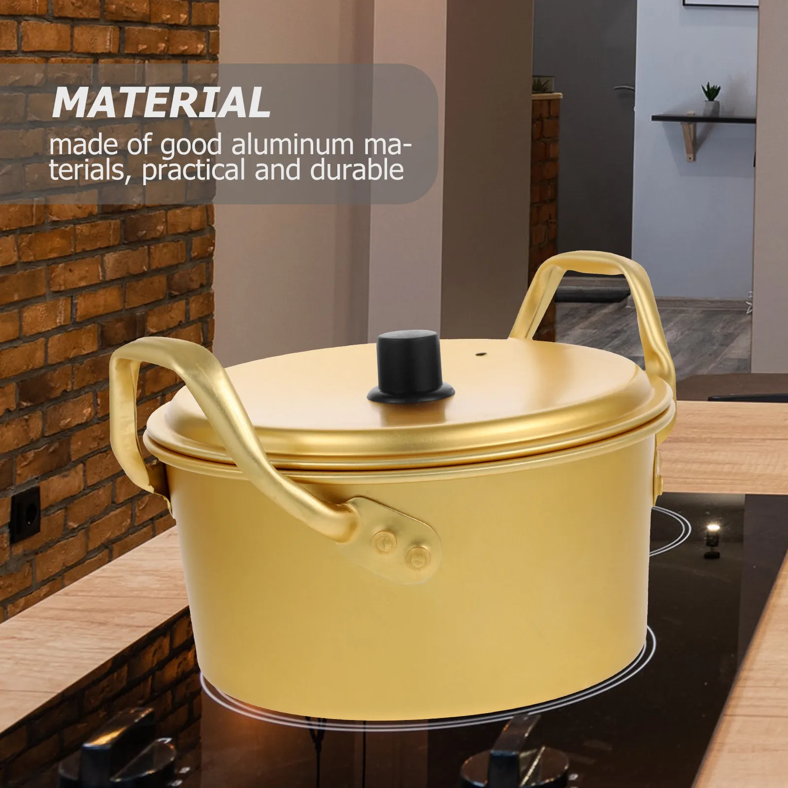 

Thickened Soup 3.5L Aluminum Stockpot Dual Handle With Lid For Home Kitchen Use Reusable Cooking Multifunctional Stew Pot