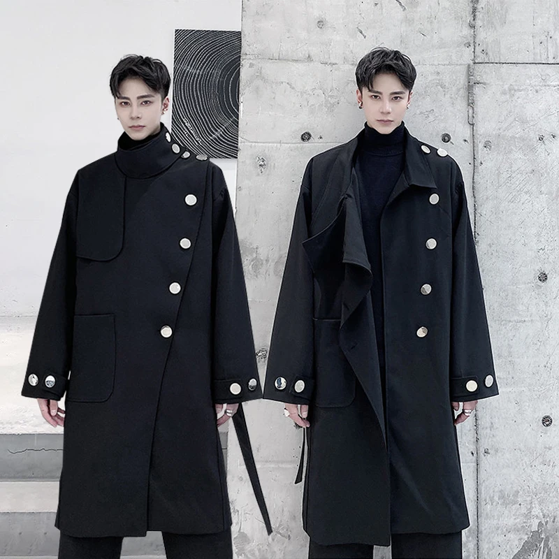 Spring New Fashion Trench Coats Men's Autumn Irregular Personality Windbreaker Tide Leisure Overcoat Male Korean Loose Jackets