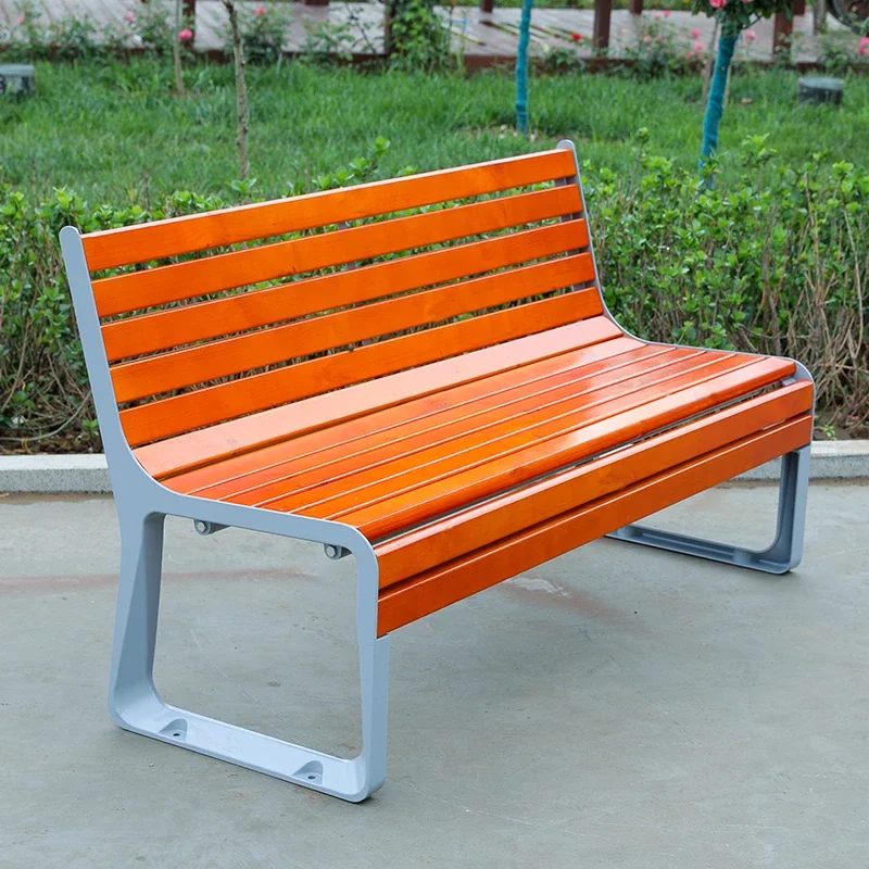 Vintage stainless steel Solid wood aluminum feet Waterproof coating outdoor park bench chair