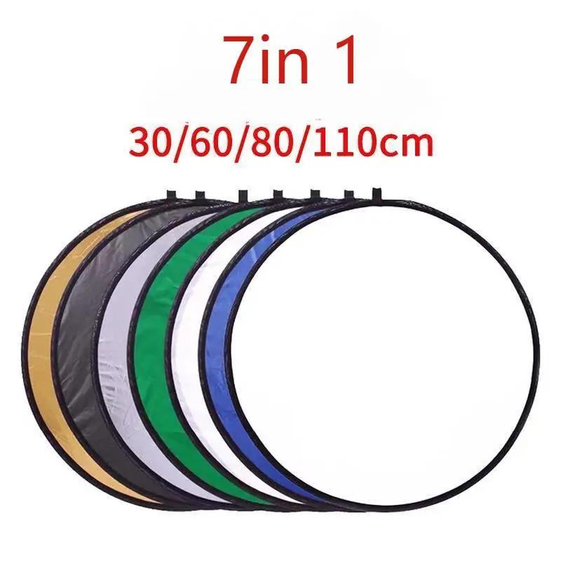 Photography Reflector Light Plate 7-In-1 Round 60/80/110Cm Background Cutout Circular Portable Folding Soft Light Plate