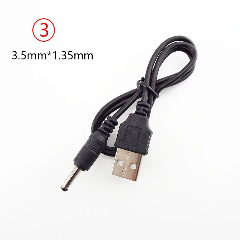 Tipo do conector do cabo de alimentação uma porta macho usb para DC 5v, 2.0x0.6mm, 2.5x0.7mm, 3.5x1.35mm, 4.0x1.7mm, 5.5x2.1mm, 5.5x2.5mm