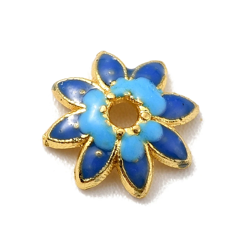 100 PCS Multi-Petal Alloy Enamel Bead Caps Golden Color Flower Shape for Jewelry Making DIY Bracelet Necklace Findings