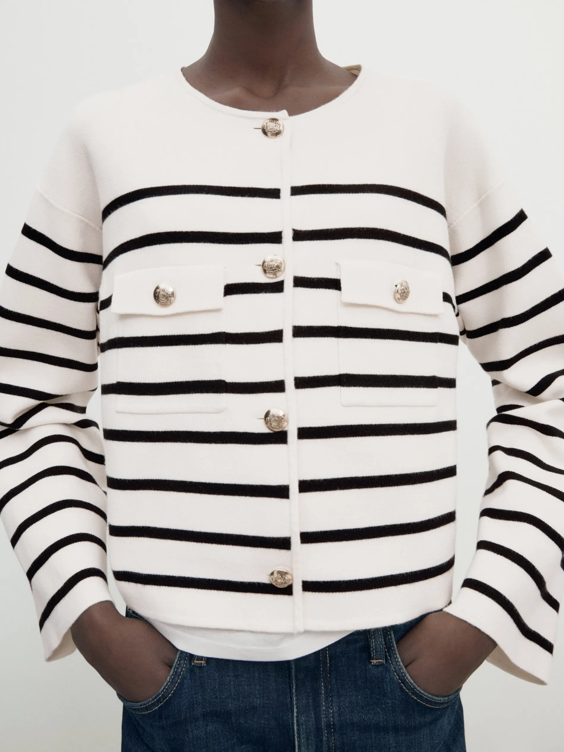 Ethereal MD 2025 massidutti otoño nuevo estilo de moda casual para mujer pequeña fragancia cárdigan de punto a rayas de alta calidad