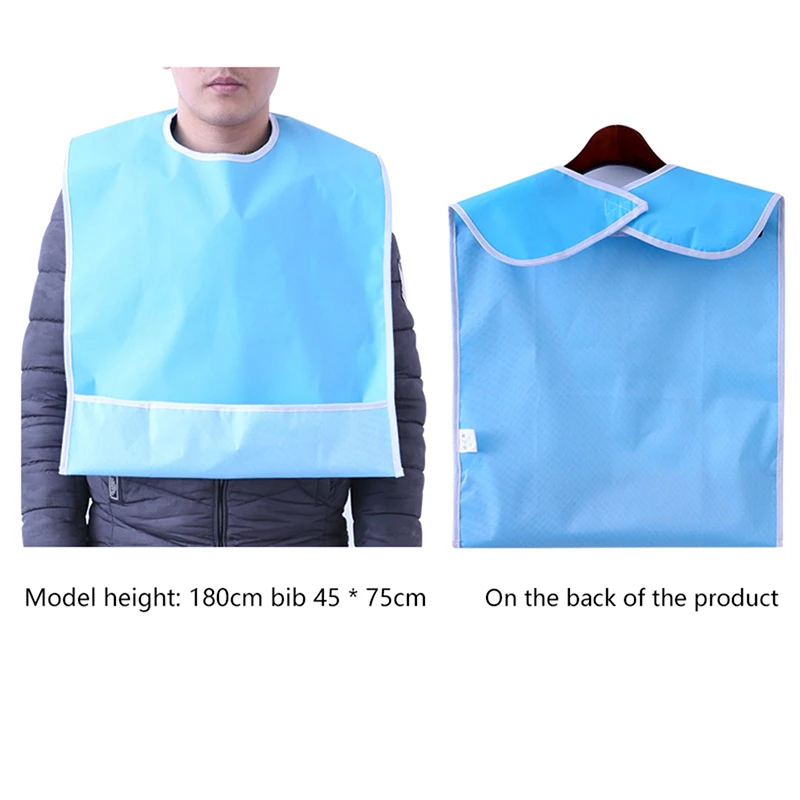 Adult Bibs Mealtime Waterproof Apron with pocket Reusable Elderly Eating Oil-free No-wash Protectors Aid Scarf Unisex