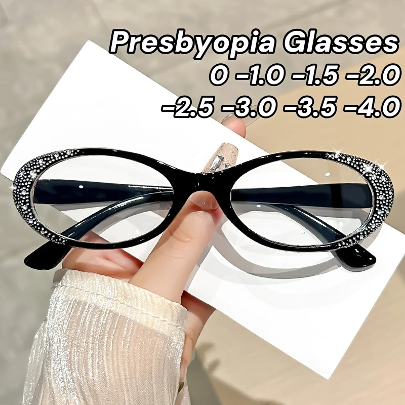 

2024 Women's Luxury Diamond Frame Presbyopia Trendy Unisex Men HD Far Sight Eyeglasses Blue Light Blocking Reading Glasses