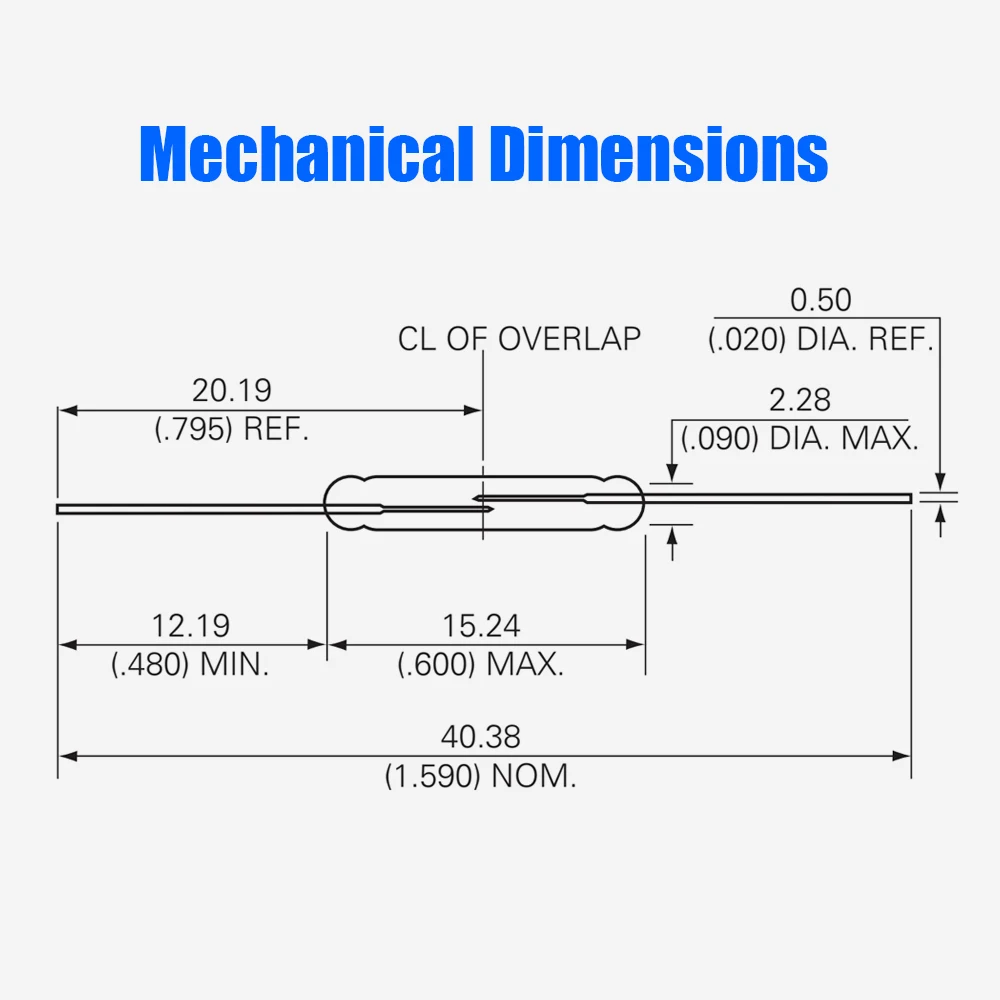 50PCS Beelee 2X15 Reed Sensor Switch Magnetic Reed Switch For Pcb Mount