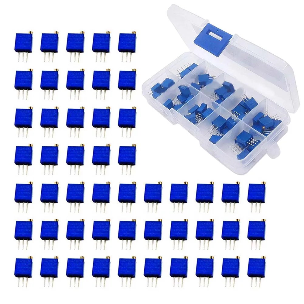 Reliable Performance for a Wide Range of Electronic Applications 50pcs Set of 3296W Multiturn Trim Trimmer Potentiometer Kit