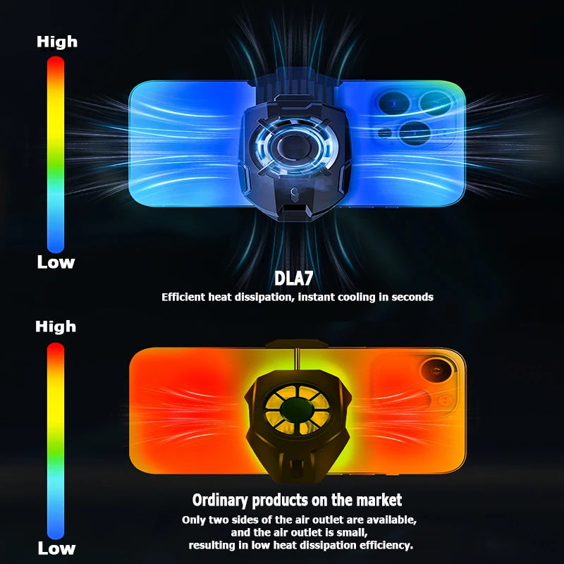 DLA7 Phone Semiconductor Backclip Cooler Cooling Fan For IPhone Android Semiconductor Cooling Two gear adjustment For Phone IPad