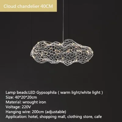 Luminaire suspendu nuage doré TAONUANSHU 3