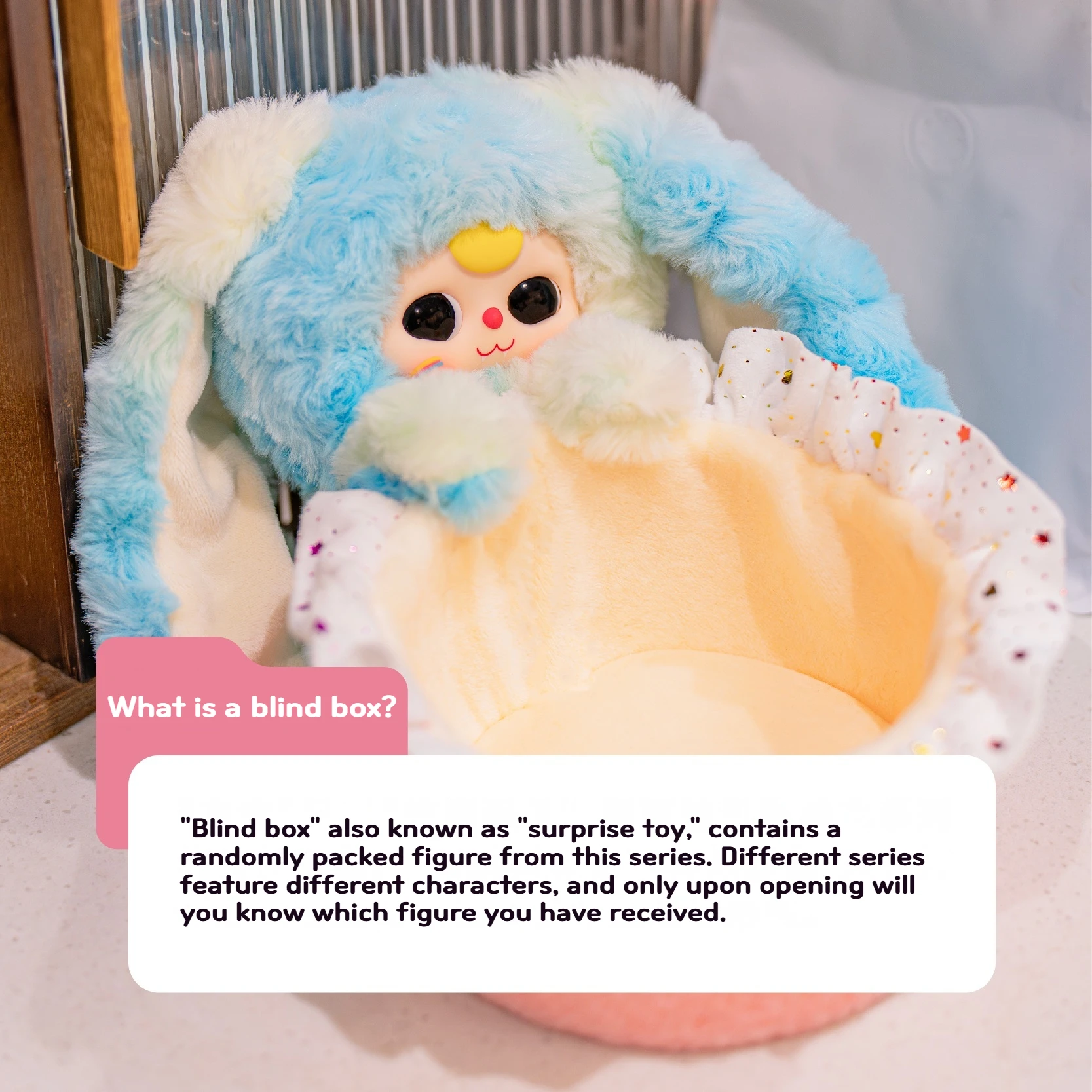 سلة تخزين دمية قطيفة لطيفة، صندوق رسمي للأطفال بثلاثة أعمى، منظم سطح المكتب، زينة لإرسال الهدايا إلى الأصدقاء