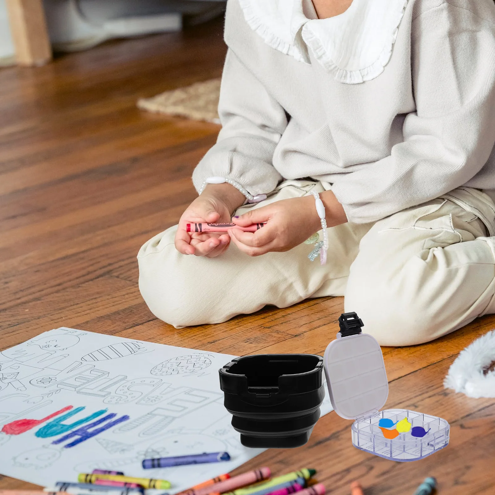 

Silicone PP Foldable Water Storage Bucket Multifunction Pen Bucket Paint Box for Outdoor Home School Use Pen Washing Barrel