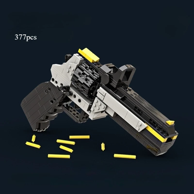 

Friction Building Block Gun Shootable Revolver Dreadnought Sharpshooter Adult Version Difficult for Boys Military Bricks Toys